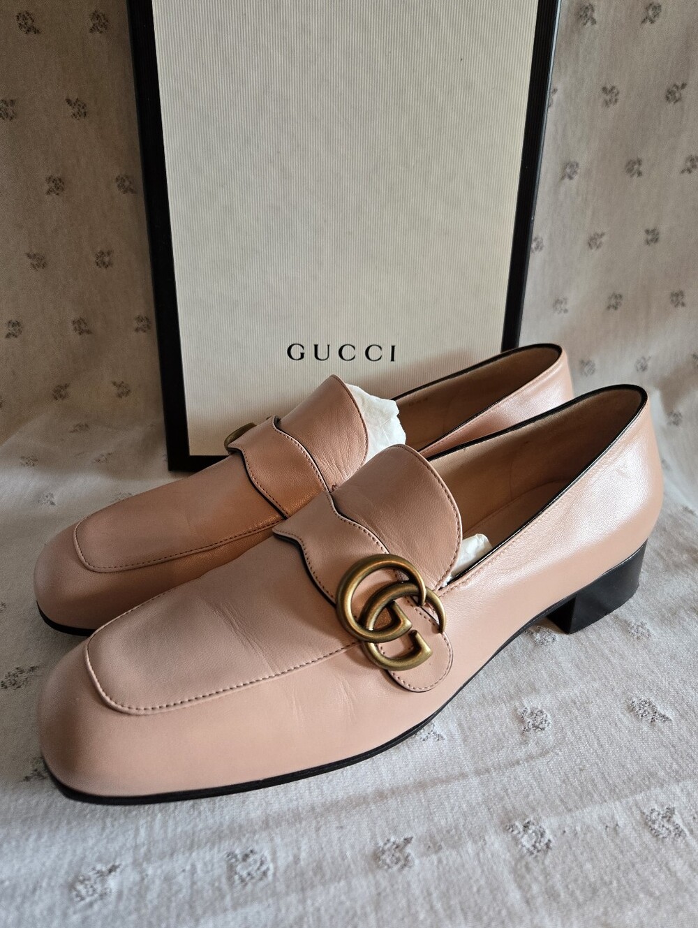 Gucci Malaga Kid Perfect Pink Moccasin Leather Loafers Size 40